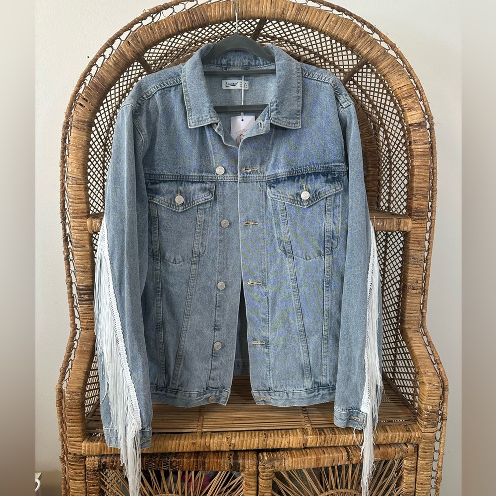 Denim jacket with fringe